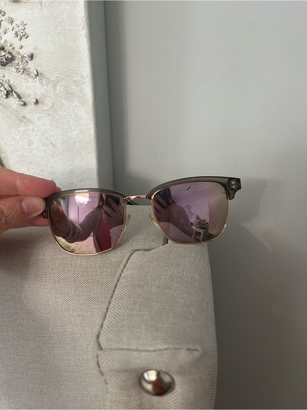 Cole Haan Brown Frame Sunglasses with Pink Mirrored Lenses